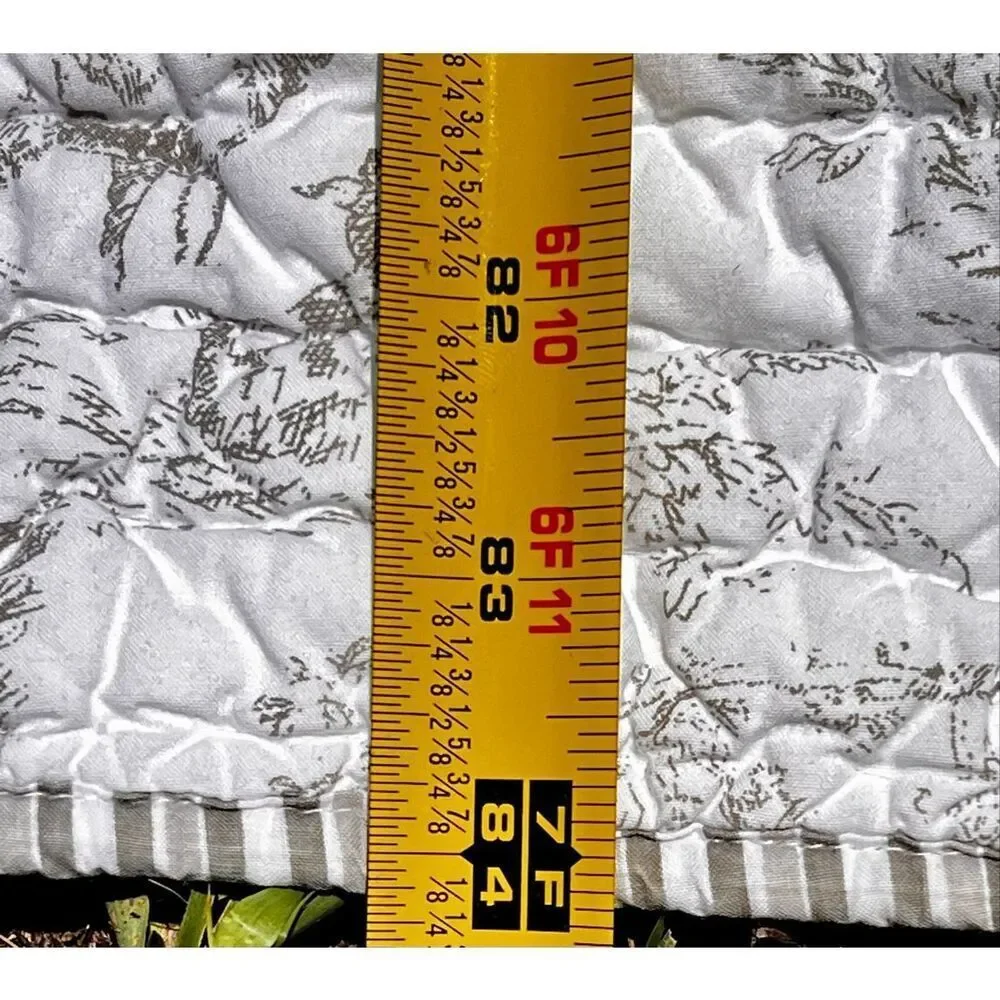 PINE CONE HILL Gray & White Toile Quilted Bedspread